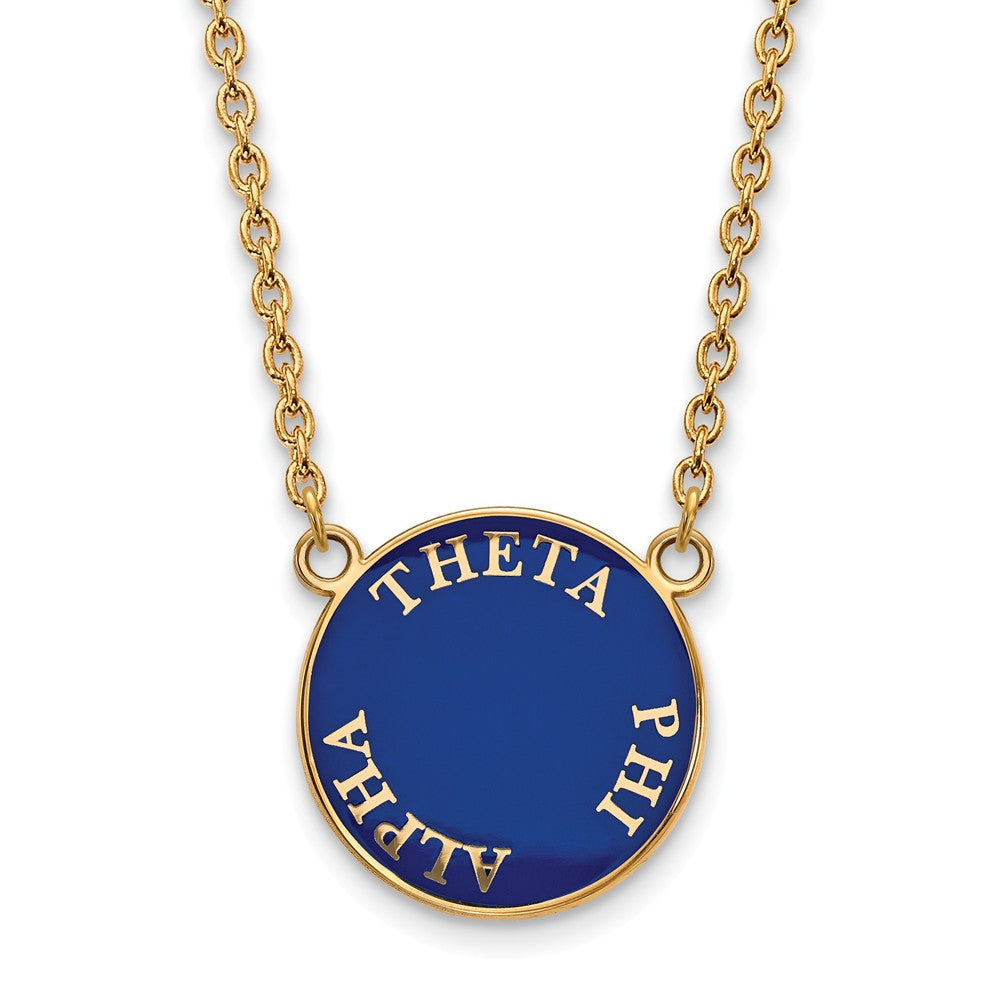 14K Plated Silver Theta Phi Alpha Large Enamel Disc Necklace, Item N14546 by The Black Bow Jewelry Co.