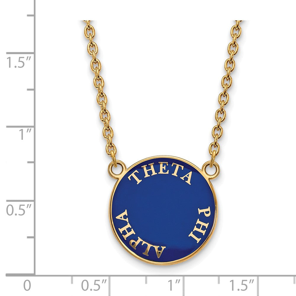 Alternate view of the 14K Plated Silver Theta Phi Alpha Large Enamel Disc Necklace by The Black Bow Jewelry Co.
