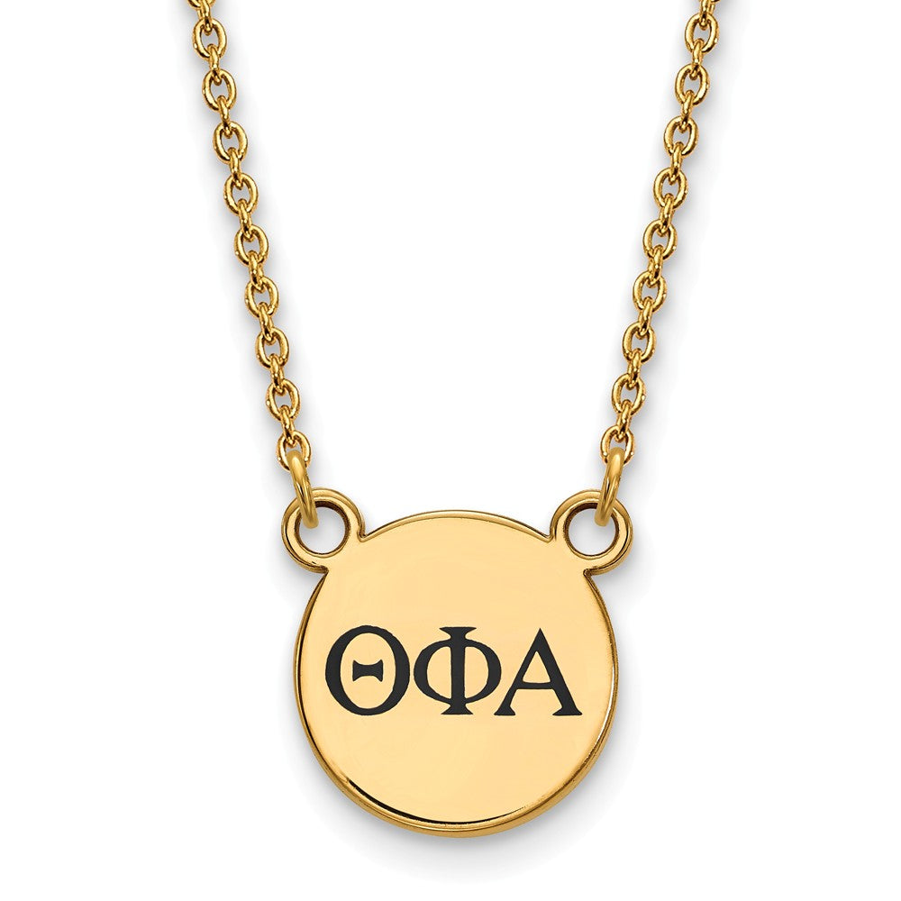 14K Plated Silver Theta Phi Alpha Small Enamel Greek Letters Necklace, Item N14549 by The Black Bow Jewelry Co.
