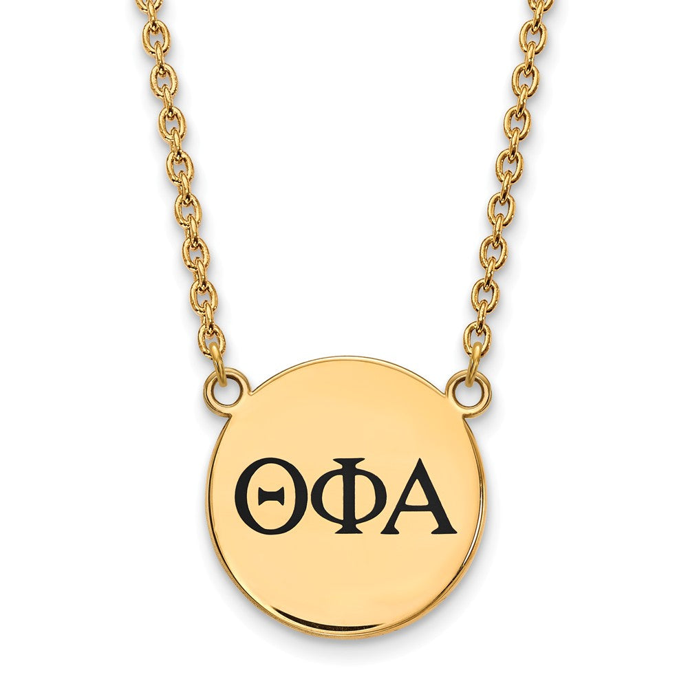 14K Plated Silver Theta Phi Alpha Large Enamel Greek Letters Necklace, Item N14550 by The Black Bow Jewelry Co.