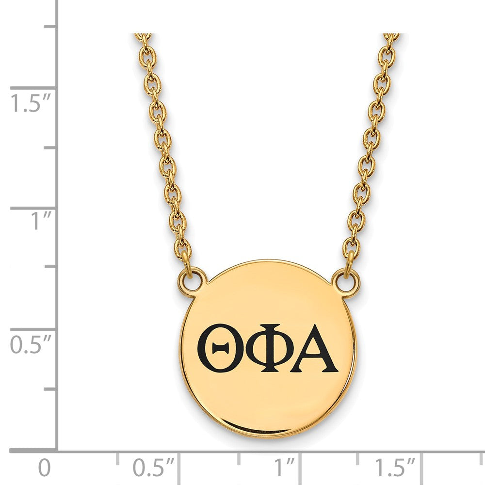 Alternate view of the 14K Plated Silver Theta Phi Alpha Large Enamel Greek Letters Necklace by The Black Bow Jewelry Co.