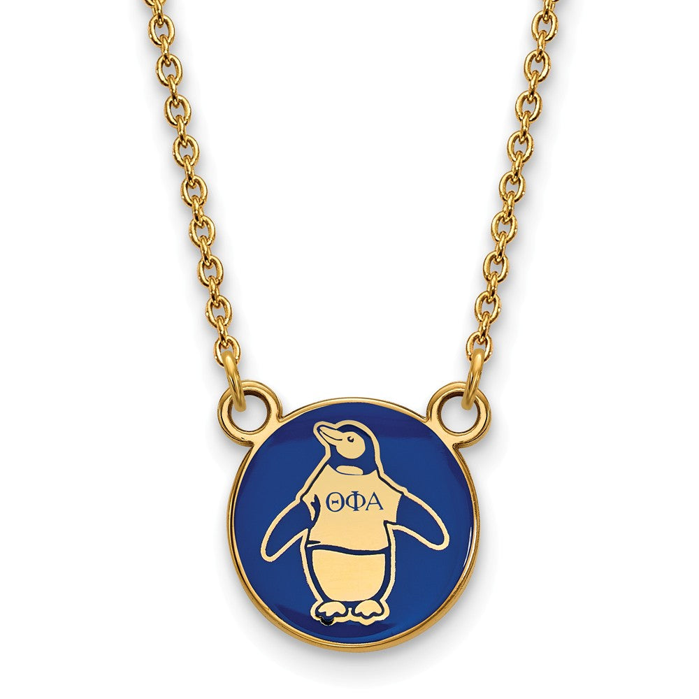 14K Plated Silver Theta Phi Alpha Small Enamel Mascot Necklace, Item N14555 by The Black Bow Jewelry Co.