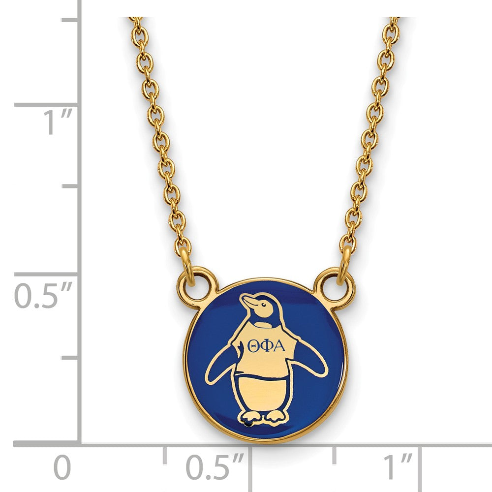 Alternate view of the 14K Plated Silver Theta Phi Alpha Small Enamel Mascot Necklace by The Black Bow Jewelry Co.