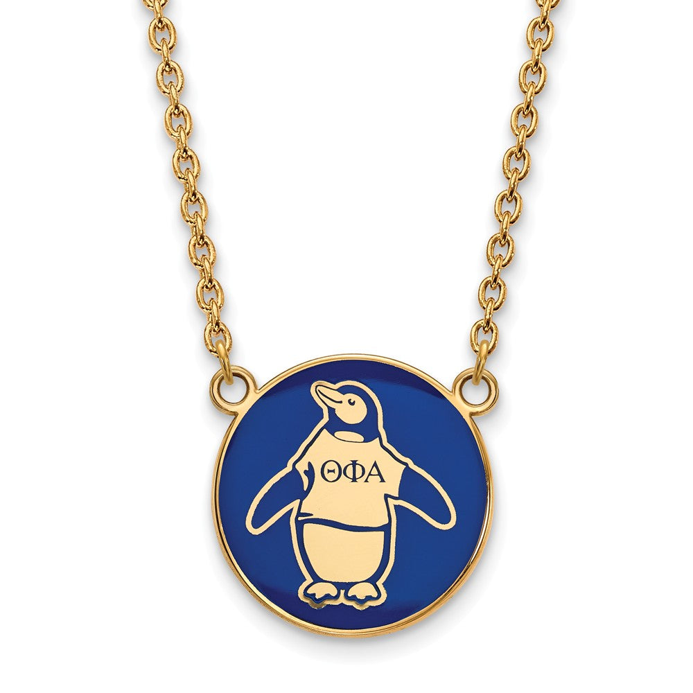 14K Plated Silver Theta Phi Alpha Large Enamel Mascot Necklace, Item N14556 by The Black Bow Jewelry Co.