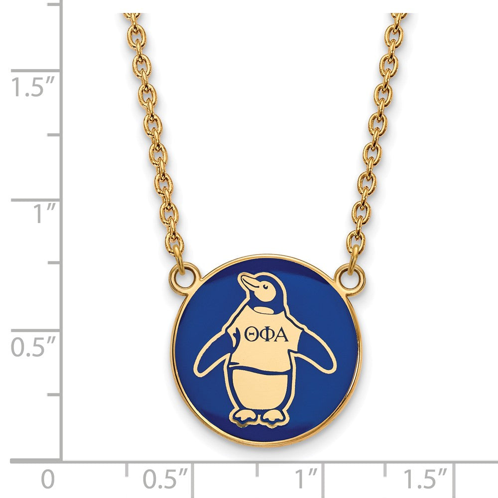 Alternate view of the 14K Plated Silver Theta Phi Alpha Large Enamel Mascot Necklace by The Black Bow Jewelry Co.