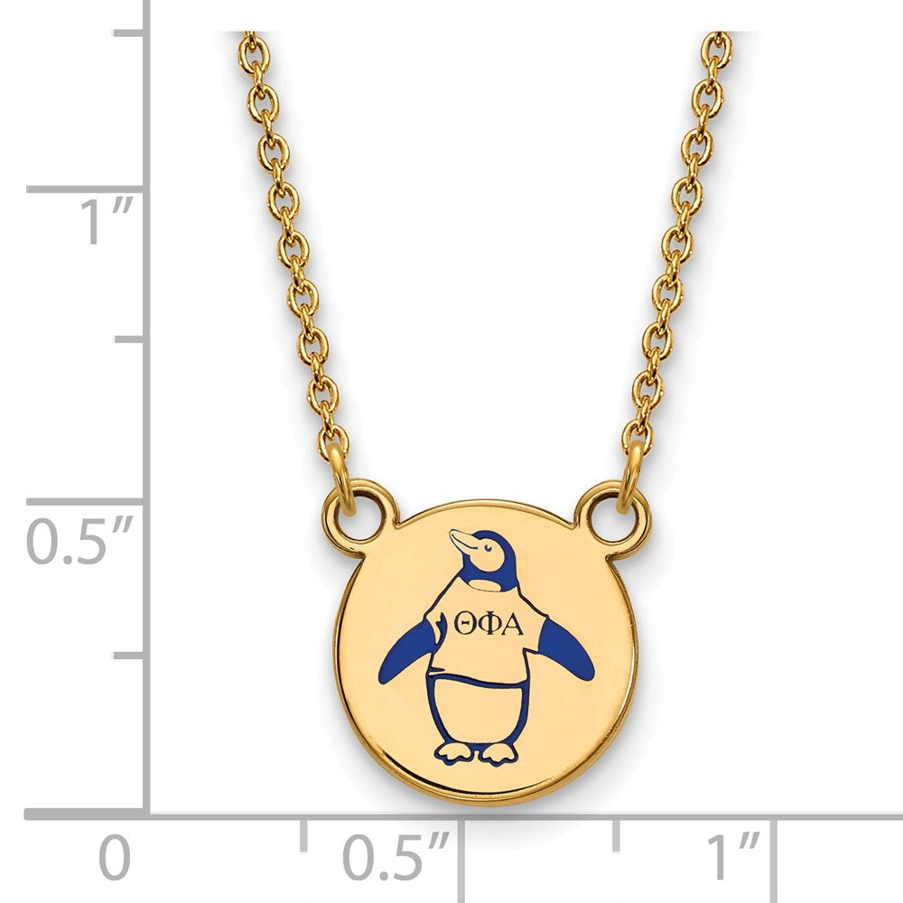 Alternate view of the 14K Plated Silver Theta Phi Alpha Small Enamel Necklace by The Black Bow Jewelry Co.
