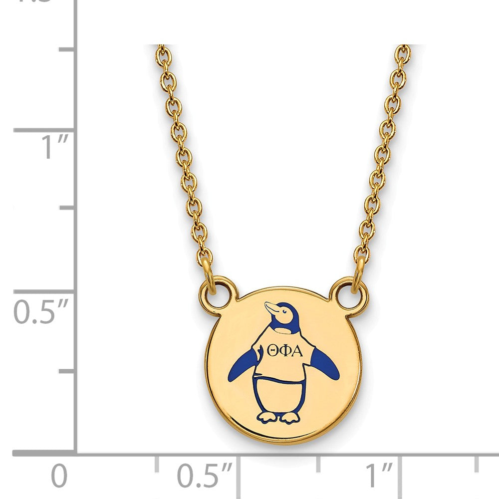 Alternate view of the 14K Plated Silver Theta Phi Alpha Small Enamel Necklace by The Black Bow Jewelry Co.