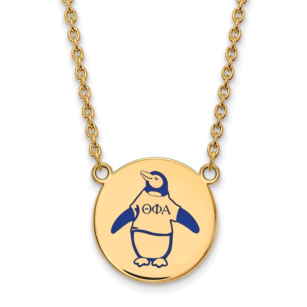14K Plated Silver Theta Phi Alpha Large Enamel Necklace, Item N14558 by The Black Bow Jewelry Co.