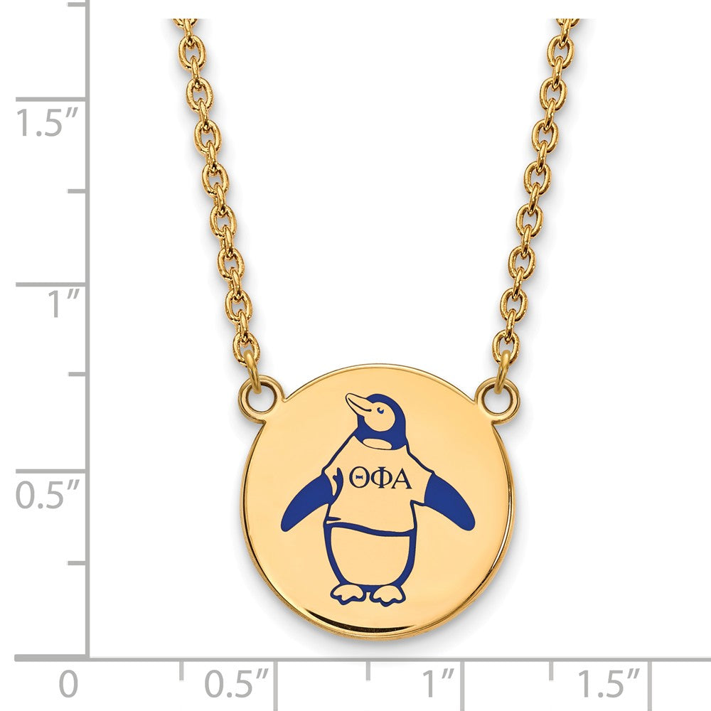 Alternate view of the 14K Plated Silver Theta Phi Alpha Large Enamel Necklace by The Black Bow Jewelry Co.