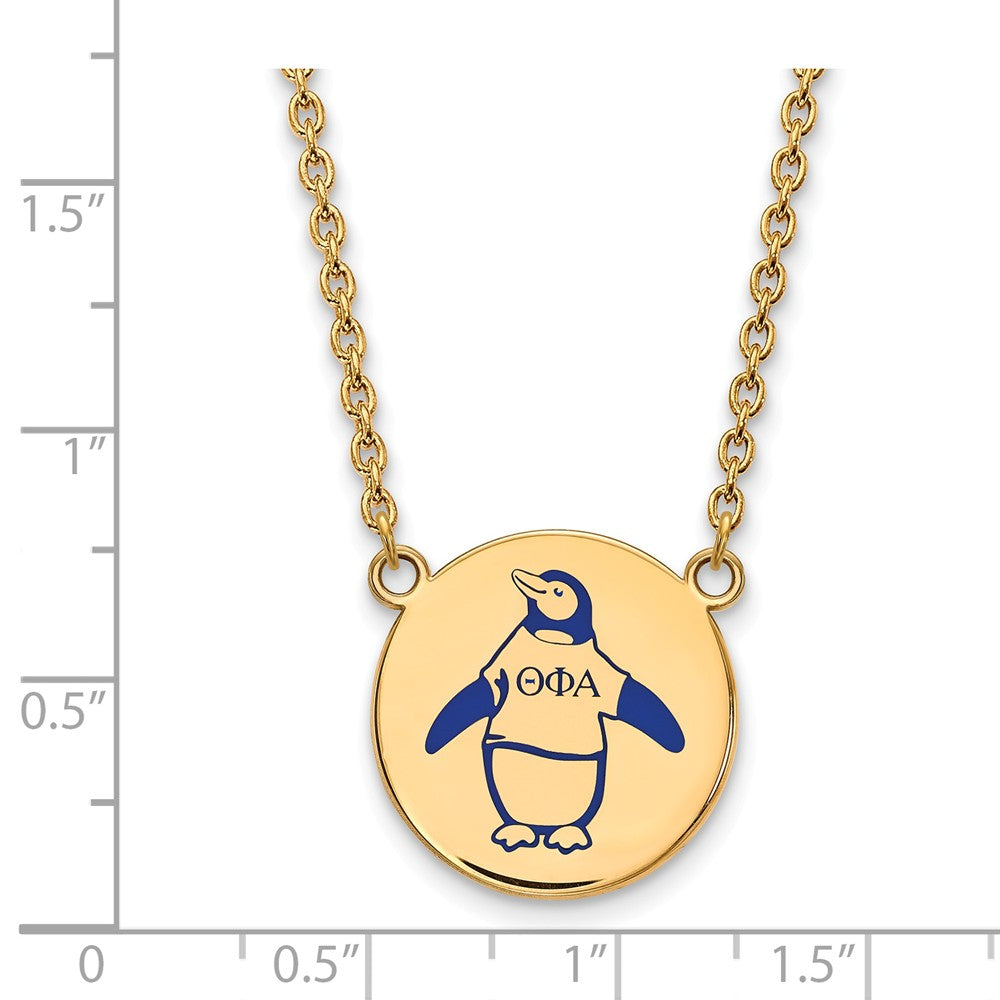 Alternate view of the 14K Plated Silver Theta Phi Alpha Large Enamel Necklace by The Black Bow Jewelry Co.