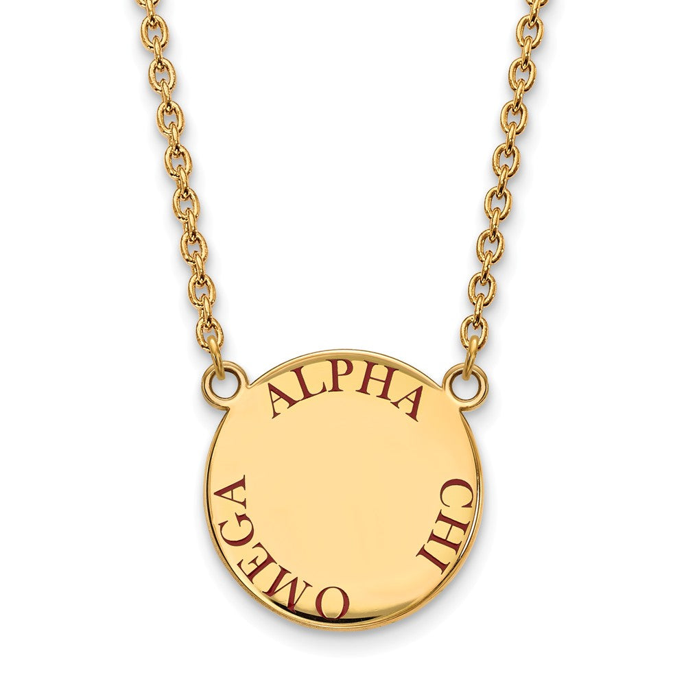 14K Plated Silver Alpha Chi Omega Large Red Enamel Necklace, Item N14576 by The Black Bow Jewelry Co.