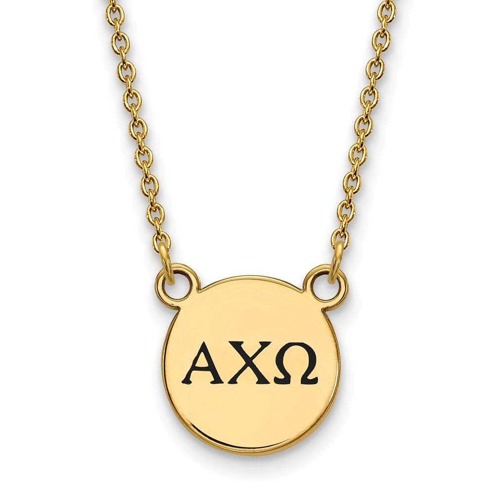 14K Plated Silver Alpha Chi Omega Small Enamel Greek Letters Necklace, Item N14577 by The Black Bow Jewelry Co.