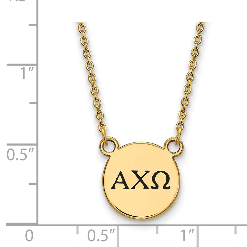 Alternate view of the 14K Plated Silver Alpha Chi Omega Small Enamel Greek Letters Necklace by The Black Bow Jewelry Co.