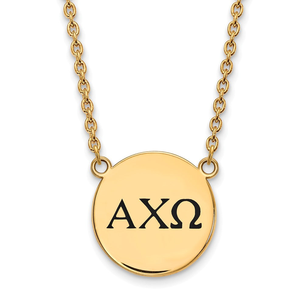 14K Plated Silver Alpha Chi Omega Large Enamel Greek Letters Necklace, Item N14578 by The Black Bow Jewelry Co.