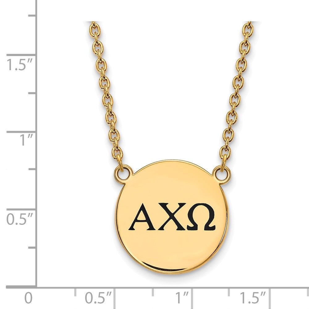 Alternate view of the 14K Plated Silver Alpha Chi Omega Large Enamel Greek Letters Necklace by The Black Bow Jewelry Co.