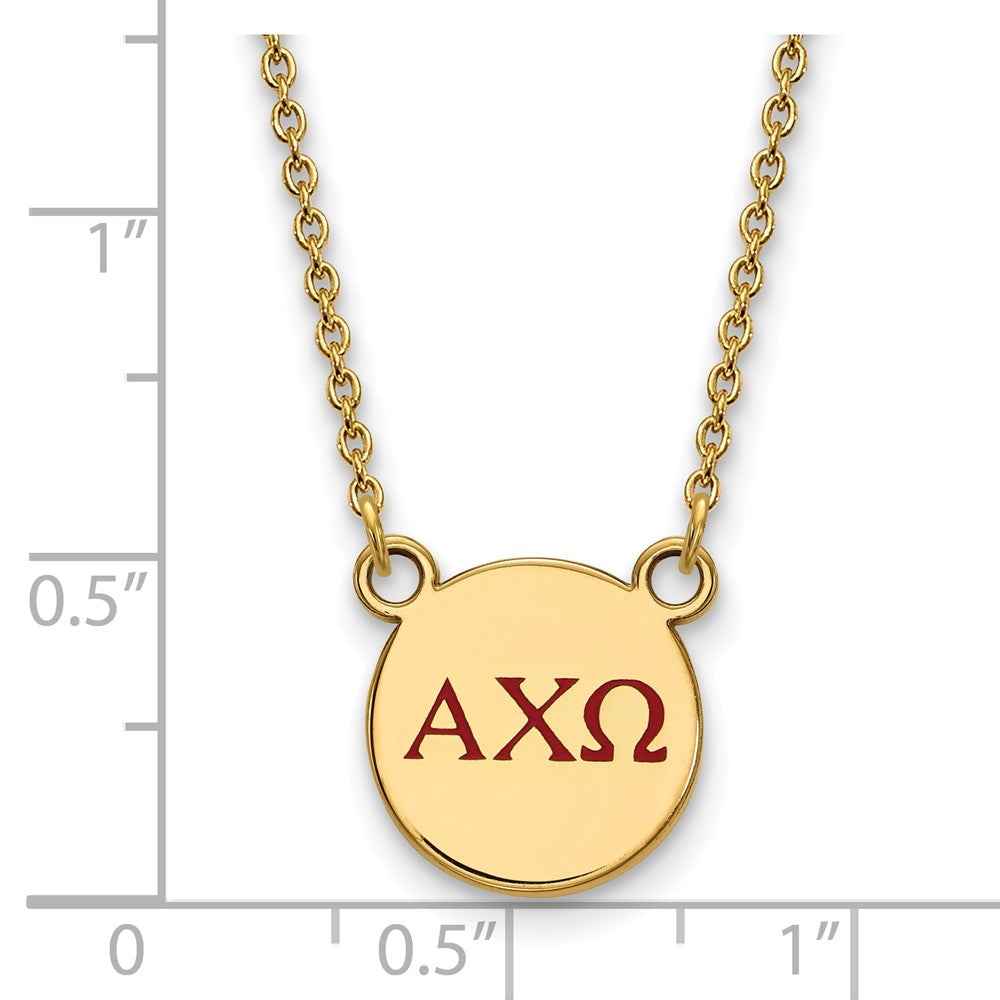 Alternate view of the 14K Plated Silver Alpha Chi Omega Small Red Enamel Greek Necklace by The Black Bow Jewelry Co.