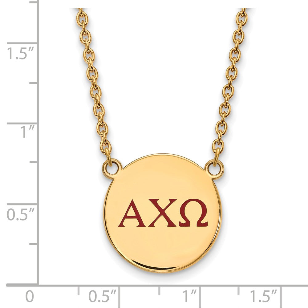 Alternate view of the 14K Plated Silver Alpha Chi Omega Large Red Enamel Greek Necklace by The Black Bow Jewelry Co.