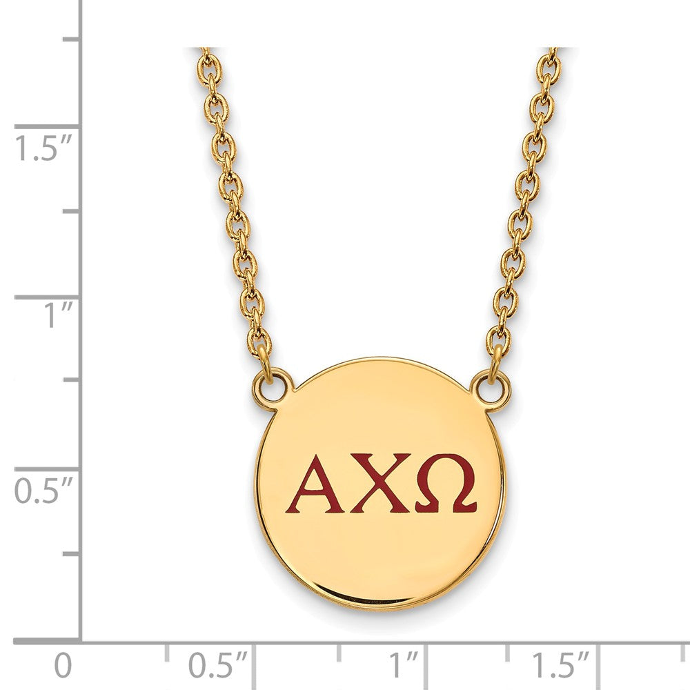 Alternate view of the 14K Plated Silver Alpha Chi Omega Large Red Enamel Greek Necklace by The Black Bow Jewelry Co.