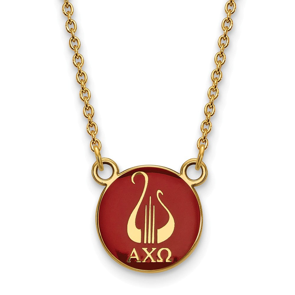 14K Plated Silver Alpha Chi Omega Small Enamel Logo Necklace, Item N14583 by The Black Bow Jewelry Co.