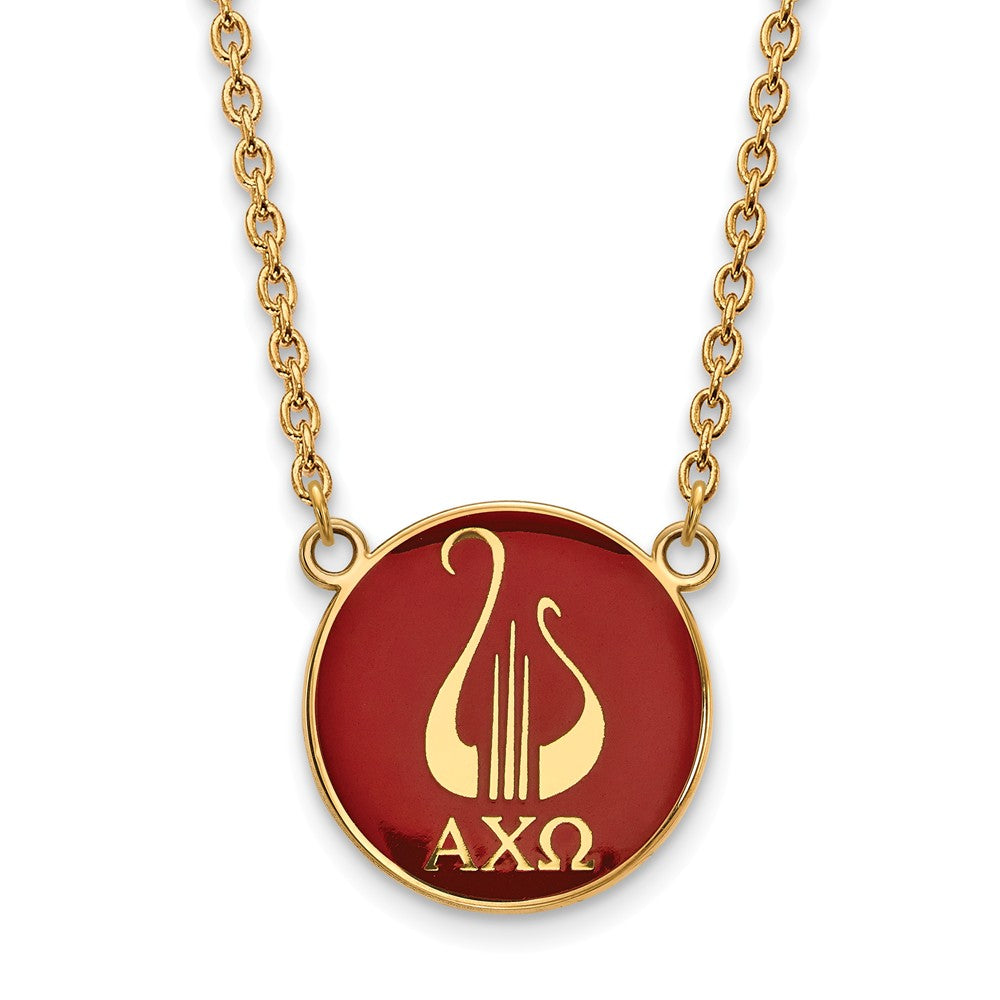 14K Plated Silver Alpha Chi Omega Large Enamel Logo Necklace, Item N14584 by The Black Bow Jewelry Co.