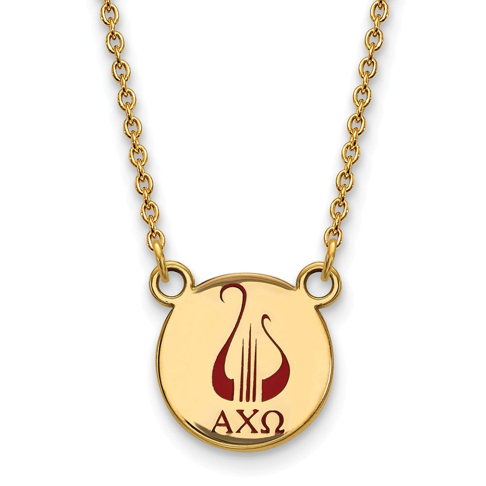 14K Plated Silver Alpha Chi Omega Small Enamel Necklace, Item N14585 by The Black Bow Jewelry Co.