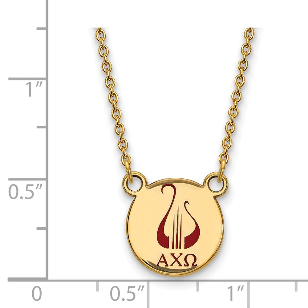 Alternate view of the 14K Plated Silver Alpha Chi Omega Small Enamel Necklace by The Black Bow Jewelry Co.