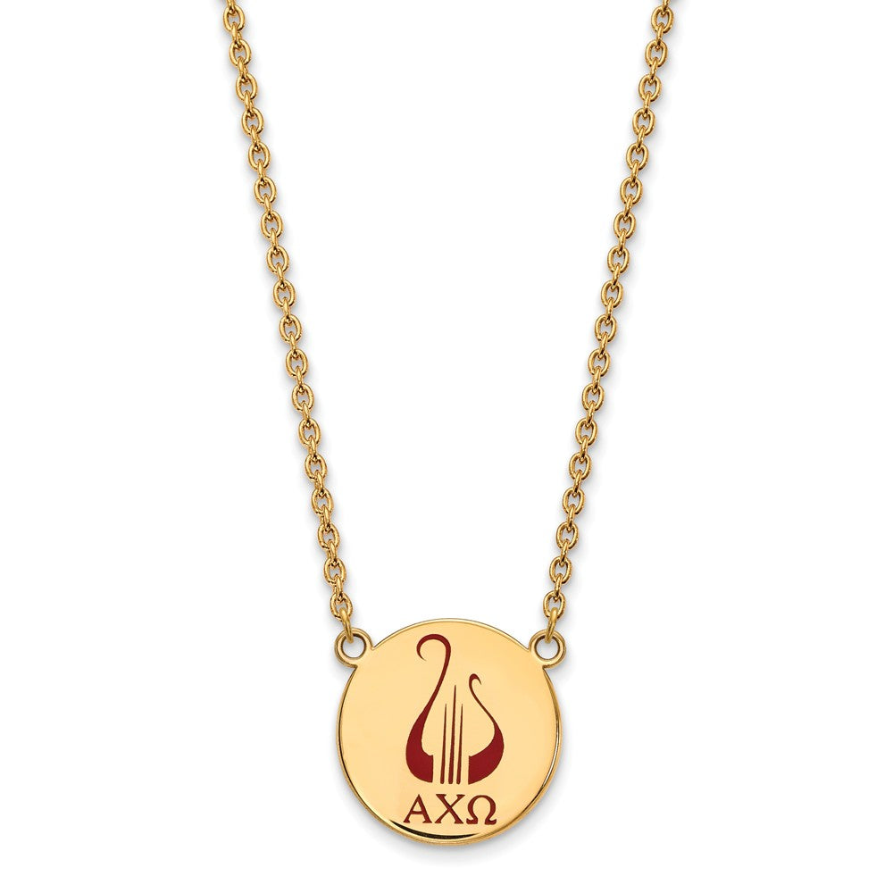 14K Plated Silver Alpha Chi Omega Large Enamel Necklace, Item N14586 by The Black Bow Jewelry Co.