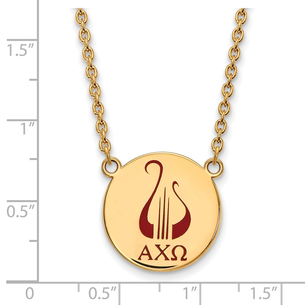 Alternate view of the 14K Plated Silver Alpha Chi Omega Large Enamel Necklace by The Black Bow Jewelry Co.