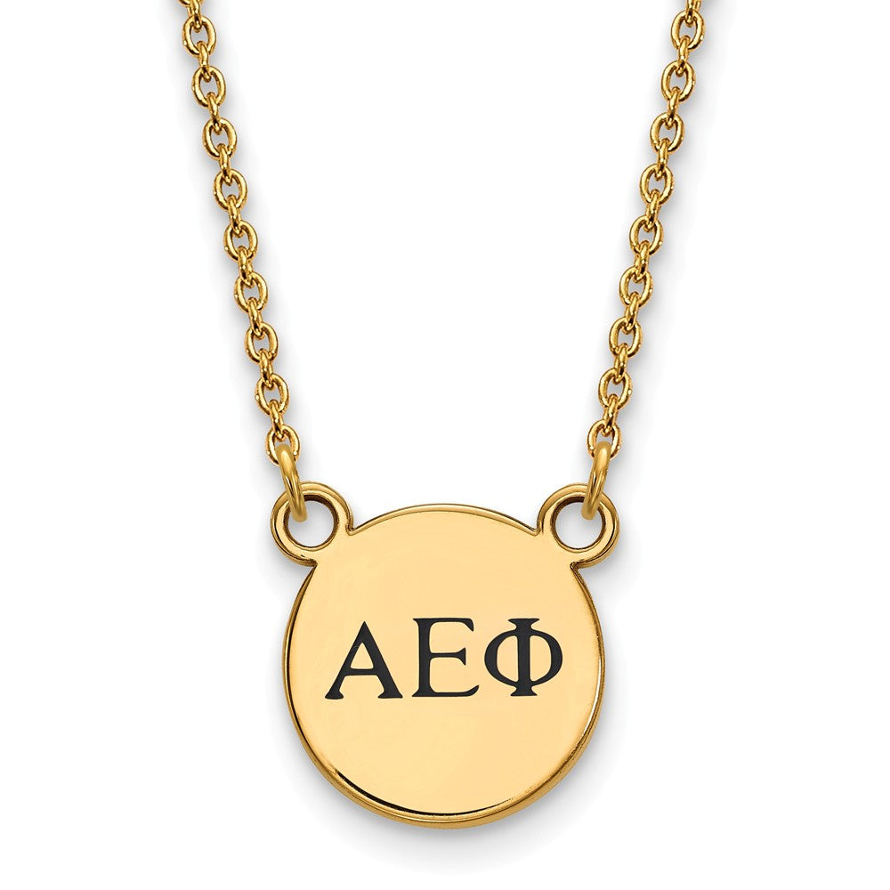 14K Plated Silver Alpha Epsilon Phi XS (Tiny) Enamel Greek Necklace, Item N14591 by The Black Bow Jewelry Co.