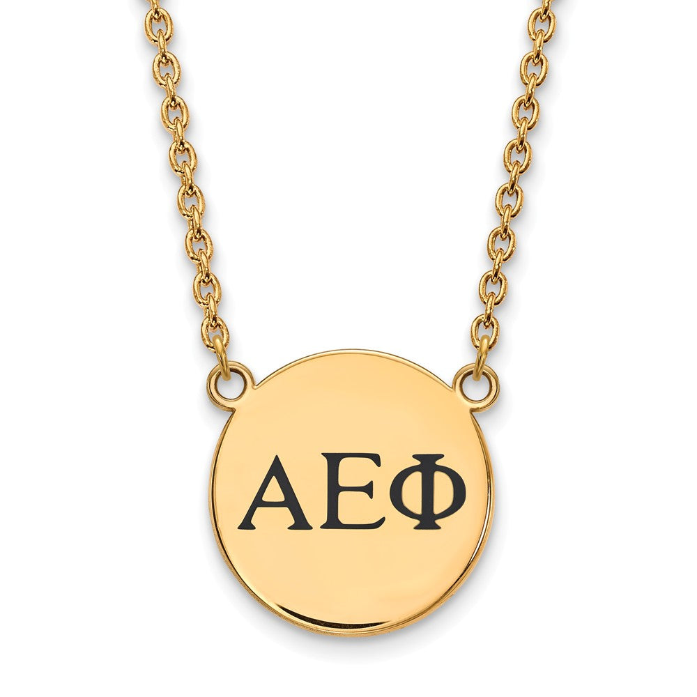 14K Plated Silver Alpha Epsilon Phi Small Enamel Greek Necklace, Item N14592 by The Black Bow Jewelry Co.