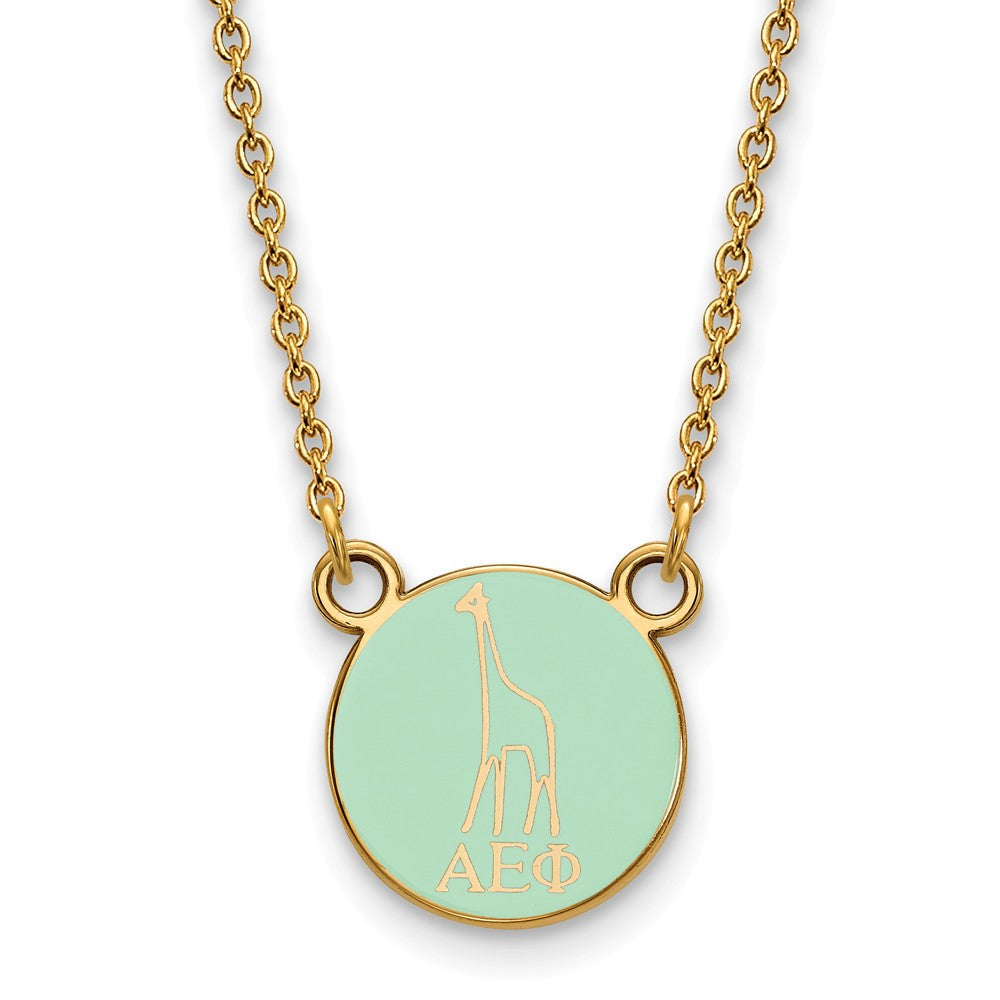 14K Plated Silver Alpha Epsilon Phi XS (Tiny) Enamel Mascot Necklace, Item N14597 by The Black Bow Jewelry Co.