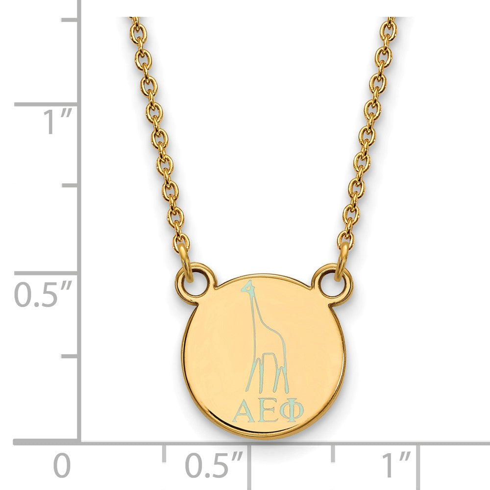 Alternate view of the 14K Plated Silver Alpha Epsilon Phi XS (Tiny) Enamel Necklace by The Black Bow Jewelry Co.