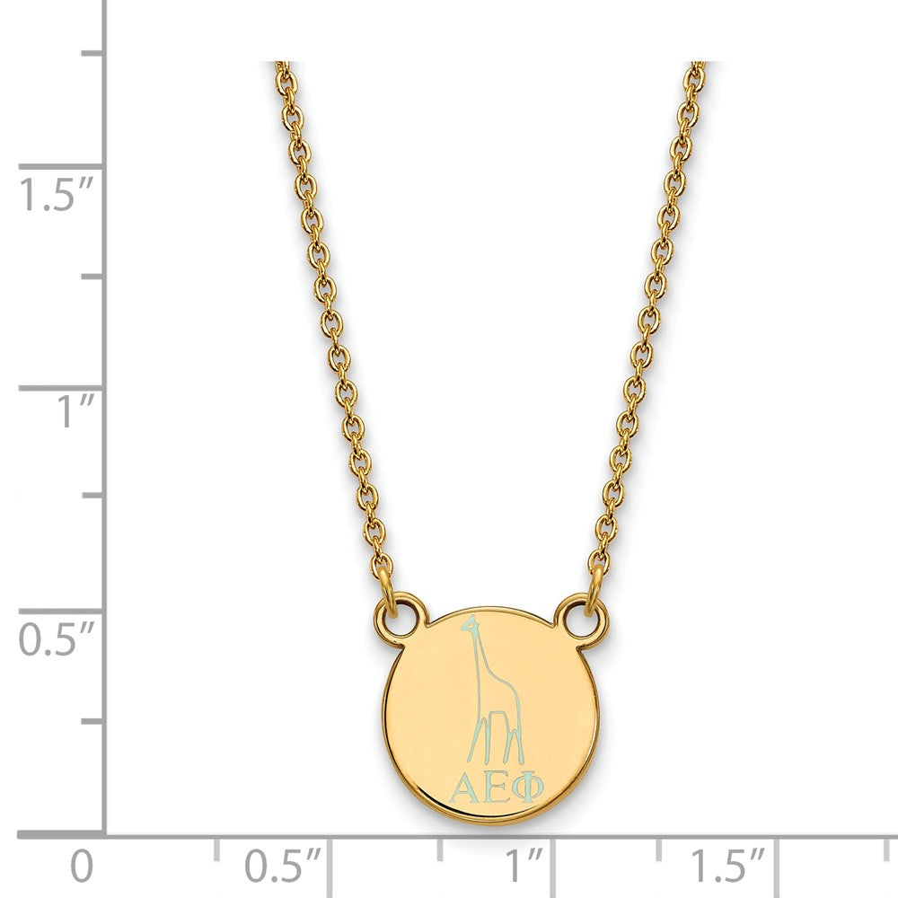 Alternate view of the 14K Plated Silver Alpha Epsilon Phi XS (Tiny) Enamel Necklace by The Black Bow Jewelry Co.