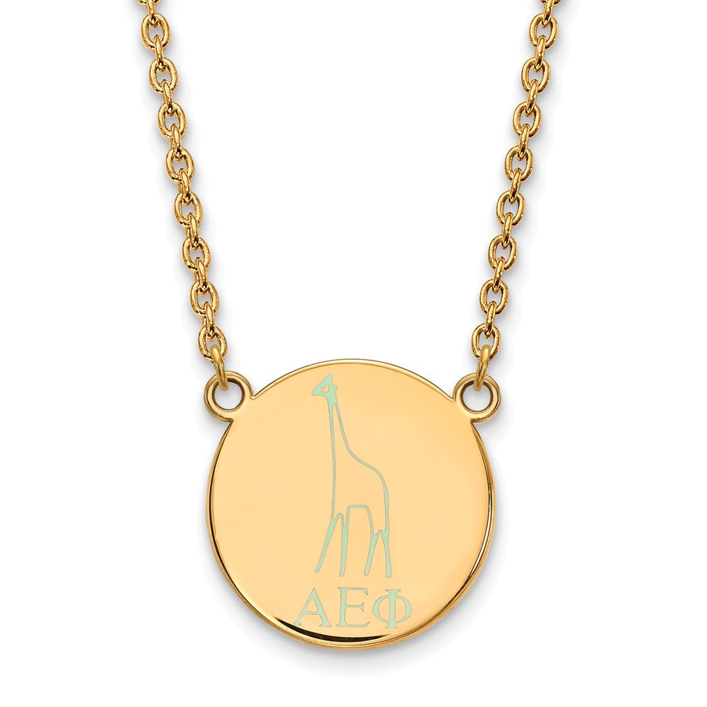 14K Plated Silver Alpha Epsilon Phi Large Enamel Necklace, Item N14600 by The Black Bow Jewelry Co.