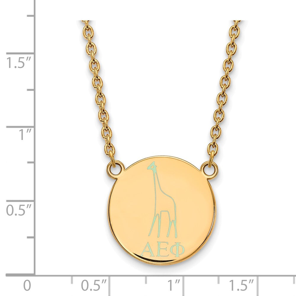 Alternate view of the 14K Plated Silver Alpha Epsilon Phi Large Enamel Necklace by The Black Bow Jewelry Co.