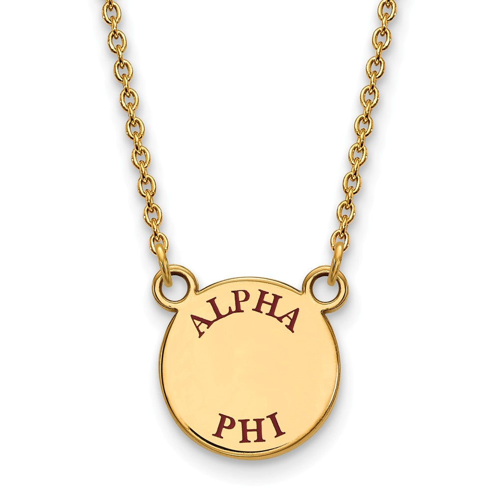 14K Plated Silver Alpha Phi Small Enamel Greek Letters Necklace, Item N14603 by The Black Bow Jewelry Co.