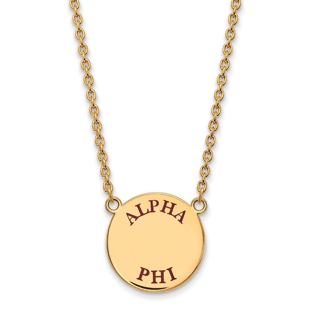 14K Plated Silver Alpha Phi Large Enamel Greek Letters Necklace, Item N14604 by The Black Bow Jewelry Co.