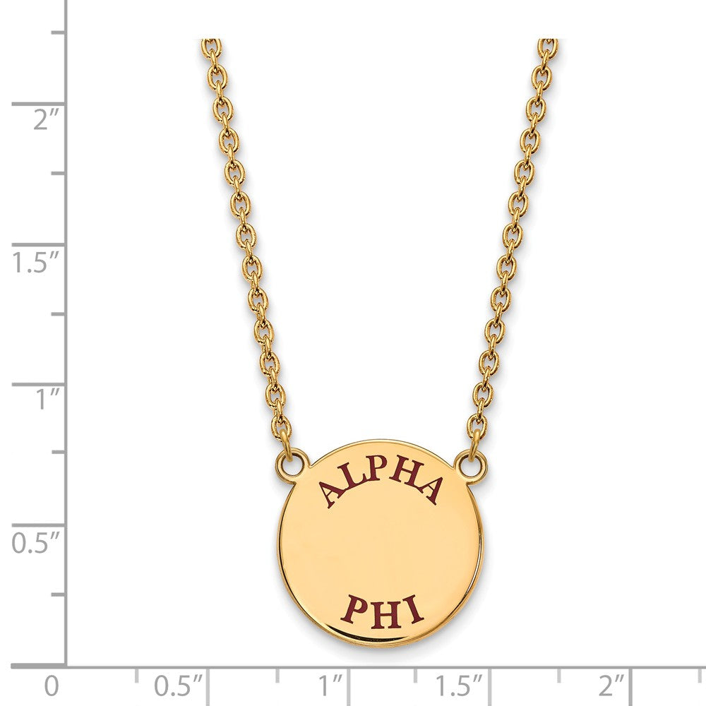 Alternate view of the 14K Plated Silver Alpha Phi Large Enamel Greek Letters Necklace by The Black Bow Jewelry Co.