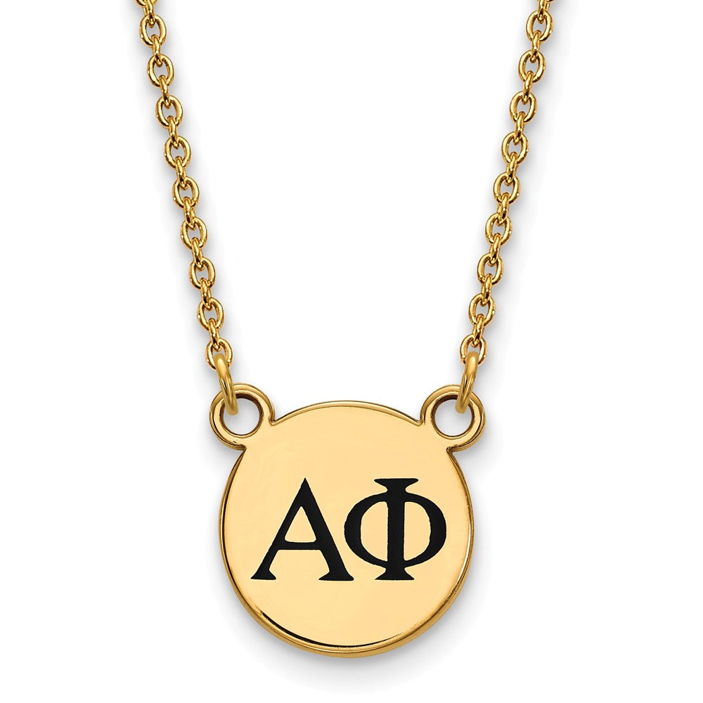 14K Plated Silver Alpha Phi Small Black Enamel Necklace, Item N14605 by The Black Bow Jewelry Co.