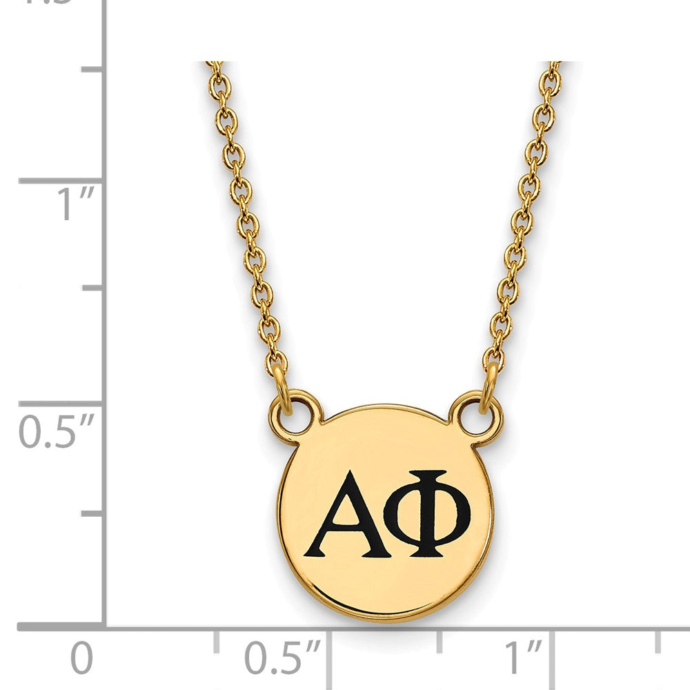 Alternate view of the 14K Plated Silver Alpha Phi Small Black Enamel Necklace by The Black Bow Jewelry Co.