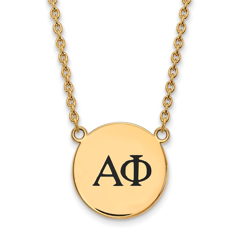 14K Plated Silver Alpha Phi Large Black Enamel Necklace, Item N14606 by The Black Bow Jewelry Co.