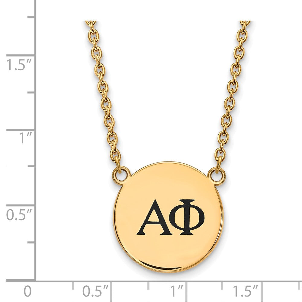 Alternate view of the 14K Plated Silver Alpha Phi Large Black Enamel Necklace by The Black Bow Jewelry Co.