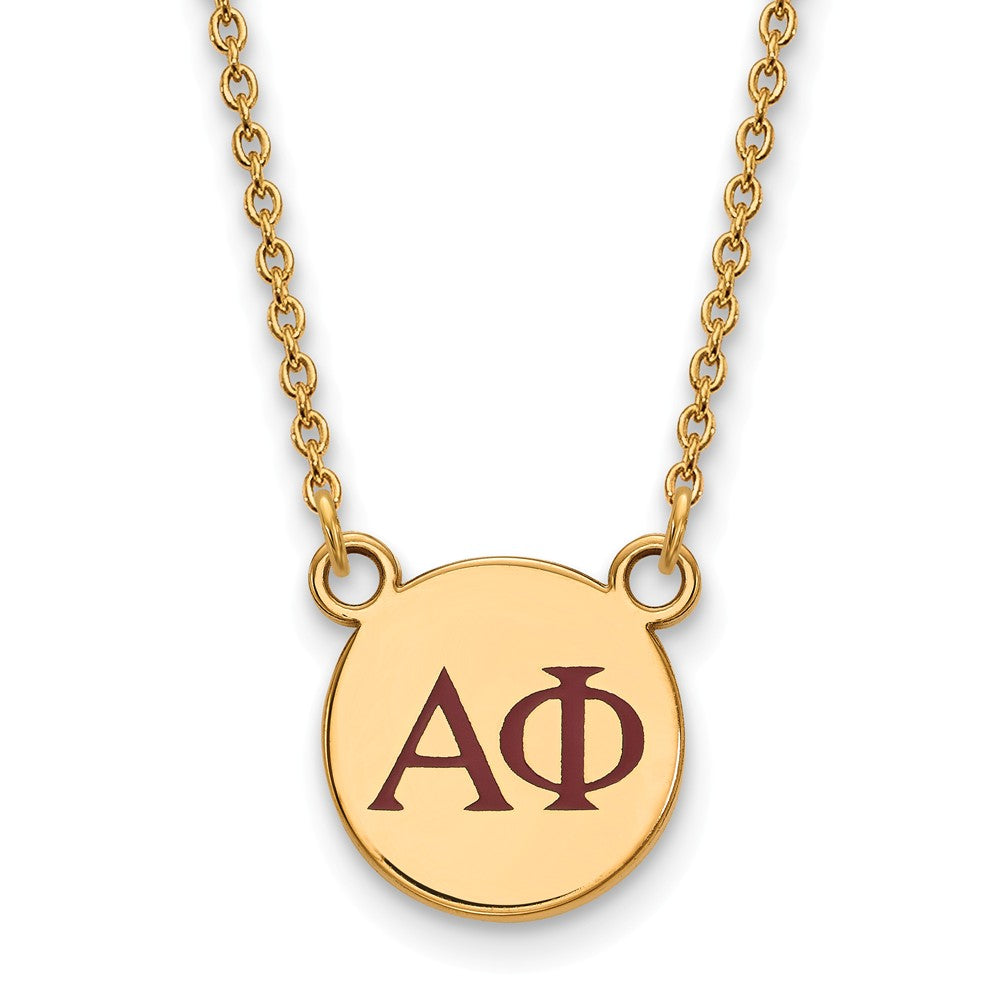 14K Plated Silver Alpha Phi Small Red Enamel Greek Letters Necklace, Item N14607 by The Black Bow Jewelry Co.