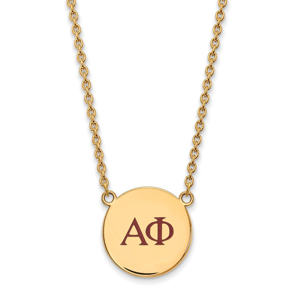14K Plated Silver Alpha Phi Large Red Enamel Greek Letters Necklace, Item N14608 by The Black Bow Jewelry Co.