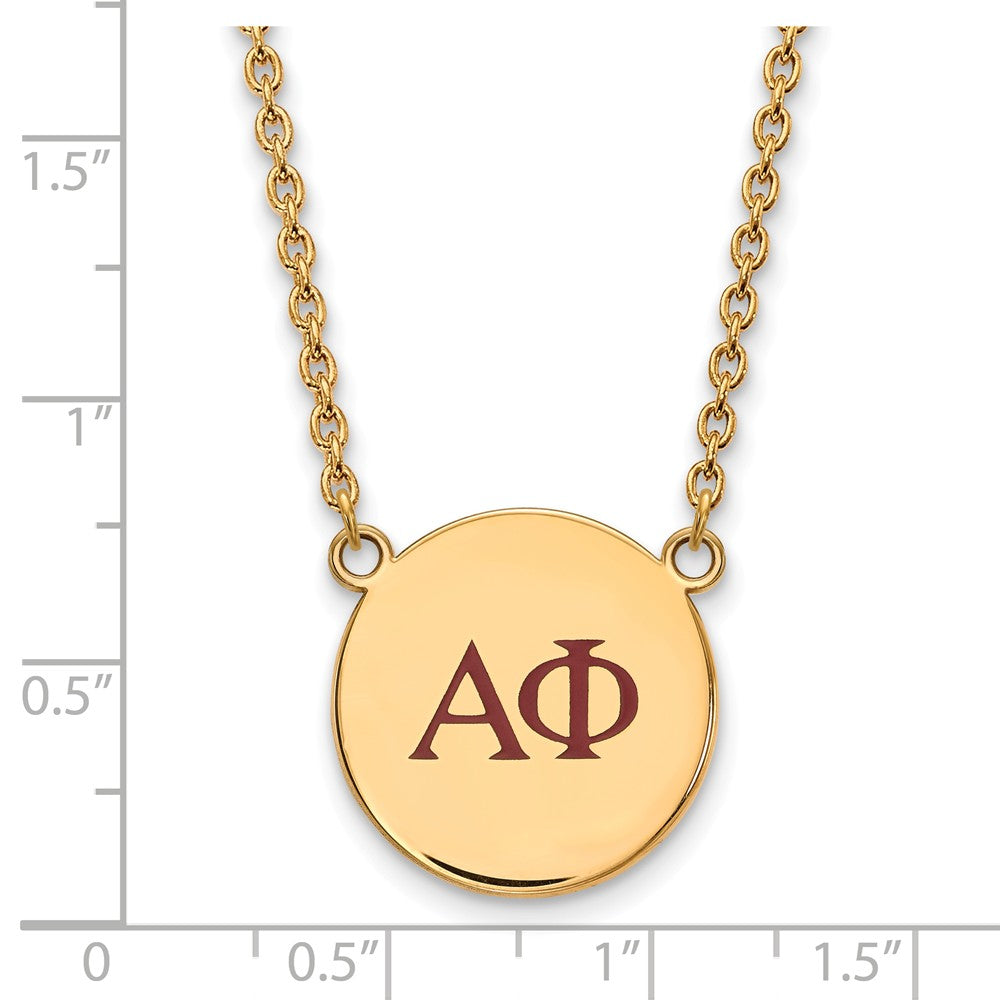 Alternate view of the 14K Plated Silver Alpha Phi Large Red Enamel Greek Letters Necklace by The Black Bow Jewelry Co.