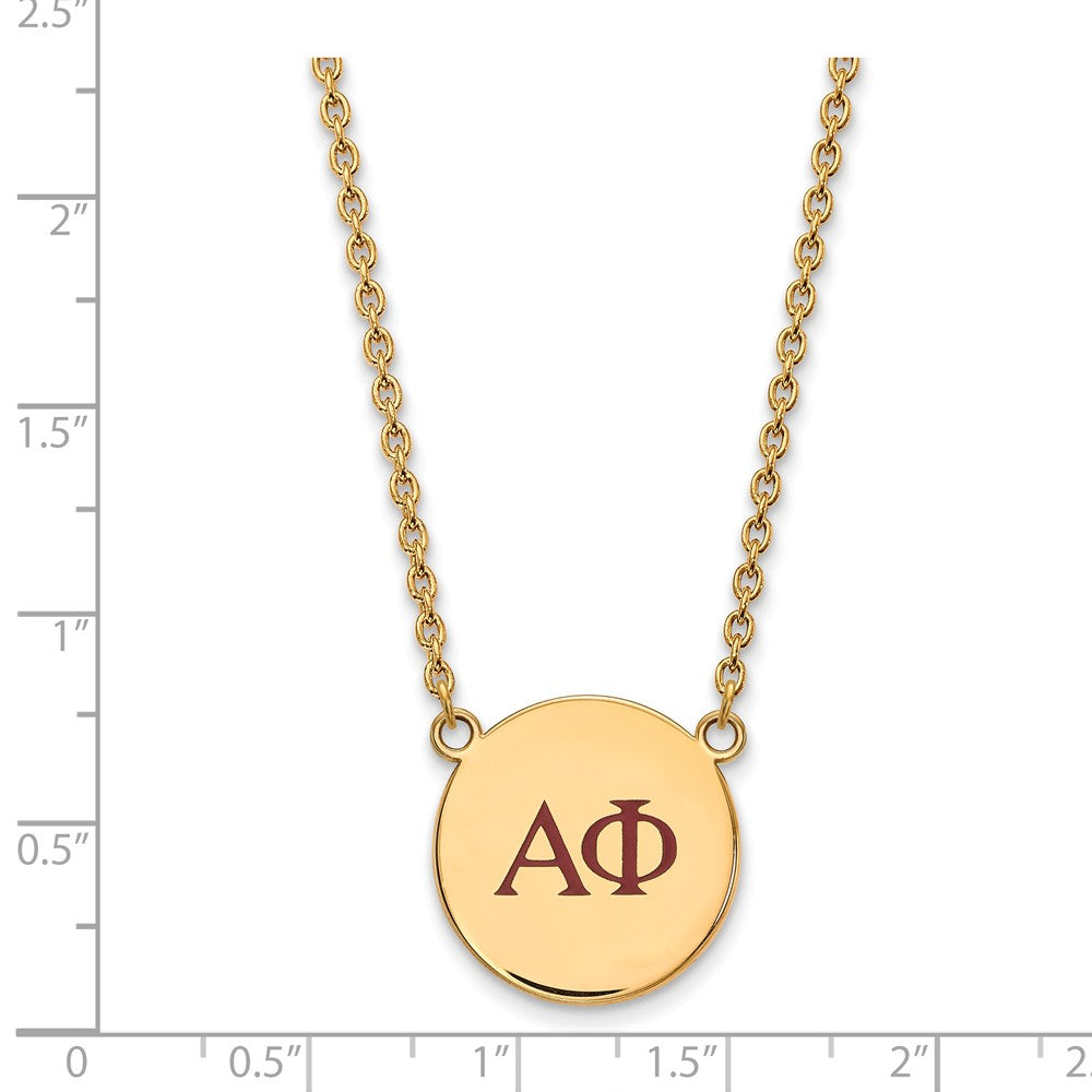 Alternate view of the 14K Plated Silver Alpha Phi Large Red Enamel Greek Letters Necklace by The Black Bow Jewelry Co.