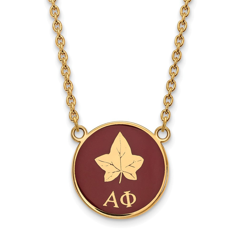 14K Plated Silver Alpha Phi Large Enamel Logo Necklace, Item N14612 by The Black Bow Jewelry Co.