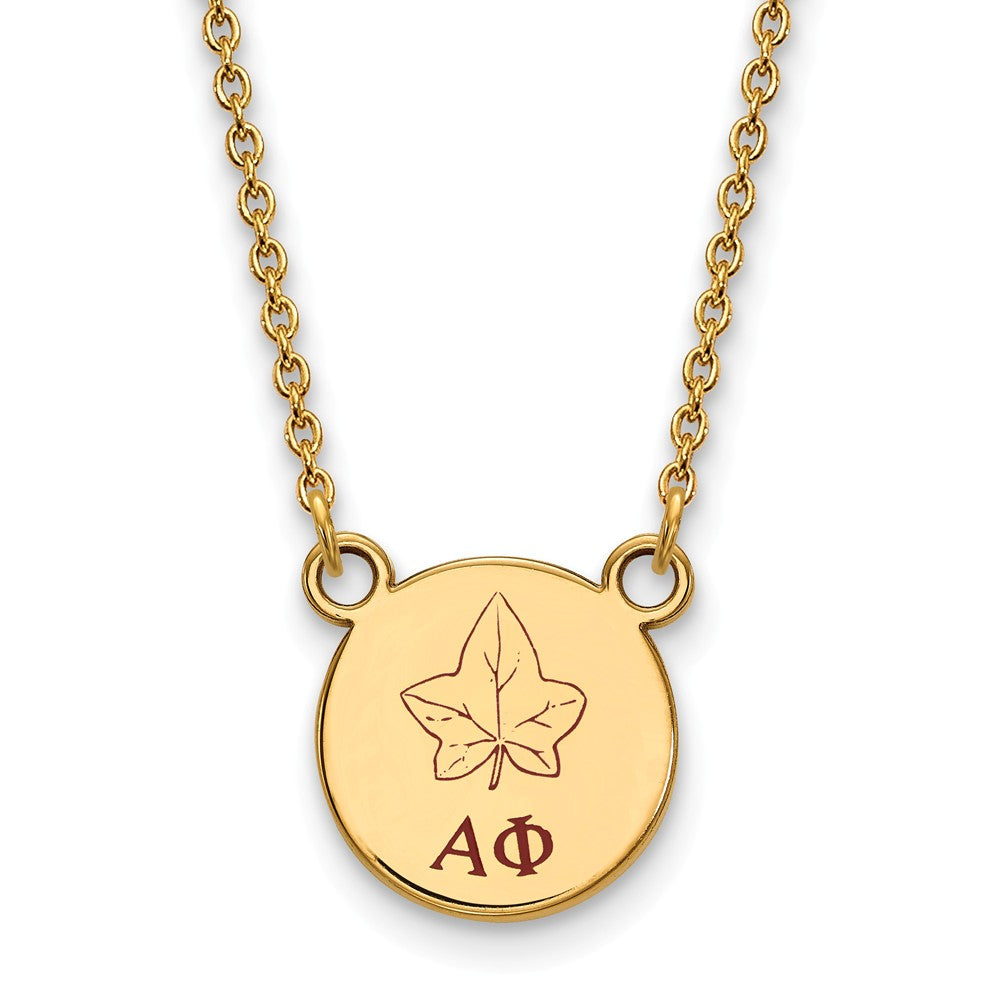 14K Plated Silver Alpha Phi Small Enamel Necklace, Item N14613 by The Black Bow Jewelry Co.