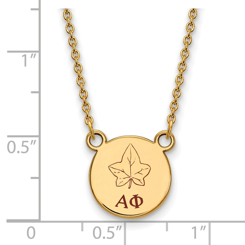 Alternate view of the 14K Plated Silver Alpha Phi Small Enamel Necklace by The Black Bow Jewelry Co.