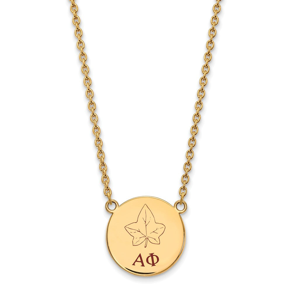14K Plated Silver Alpha Phi Large Enamel Necklace, Item N14614 by The Black Bow Jewelry Co.